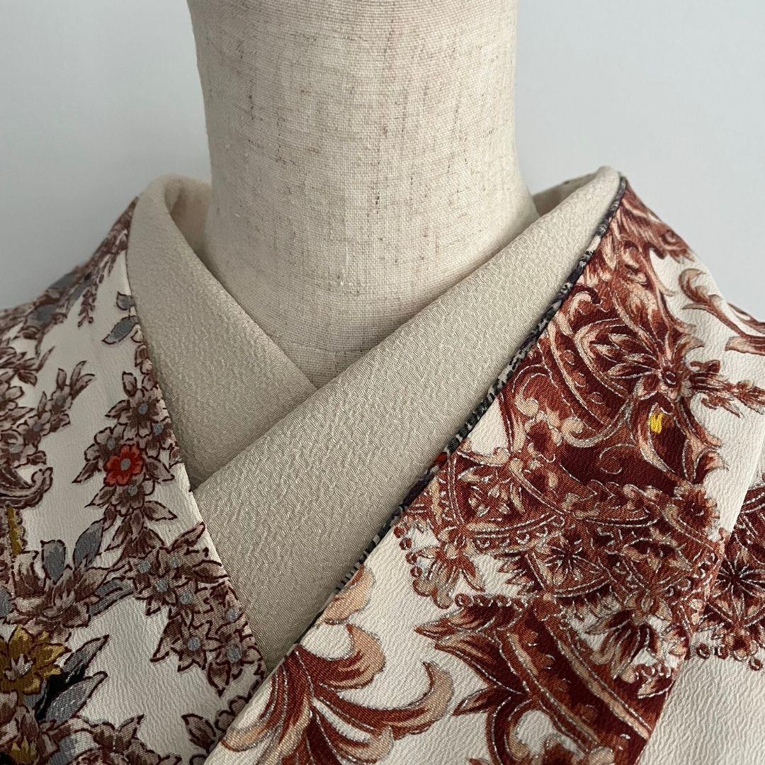 うずらちりめん 【砂色】半衿 縮緬 半襟 無地 鶉