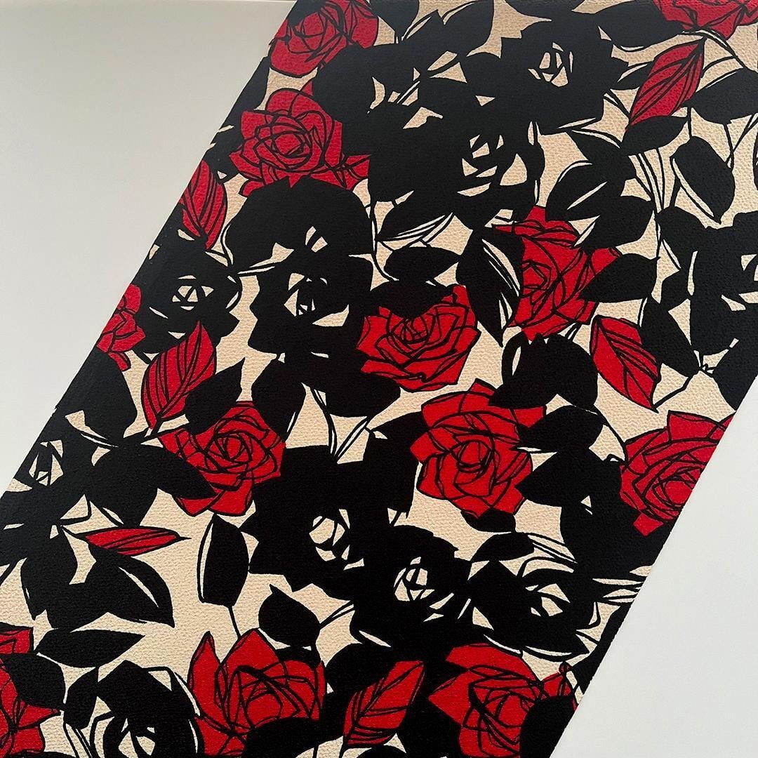 帯揚げ レトロモダン ちりめん 砂色に深緋の夢二薔薇 縮緬 帯揚