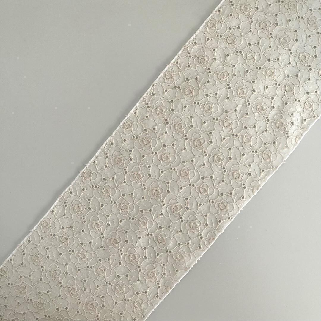 半衿 カメリア刺繍 コットンレース 半襟 キナリ 花 エクリュ エンブロイダリー