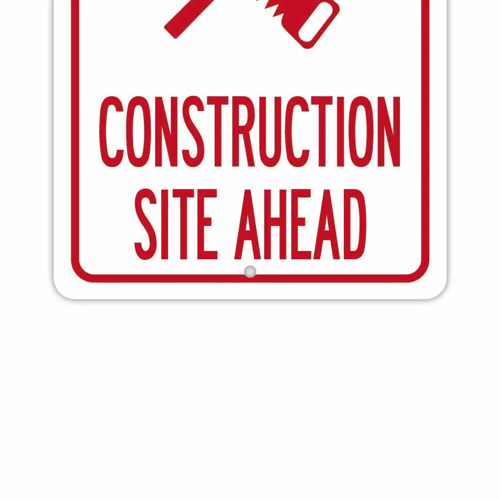 【長方形看板】危険!この先工事現場/アメリカ製オリジナル看板(約20x30cm)