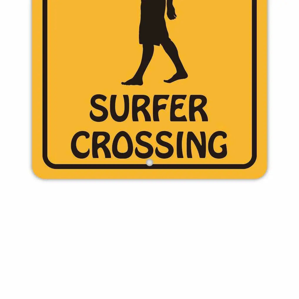 【長方形看板】サーファー横断中/アメリカ製オリジナル看板(約20x30cm)