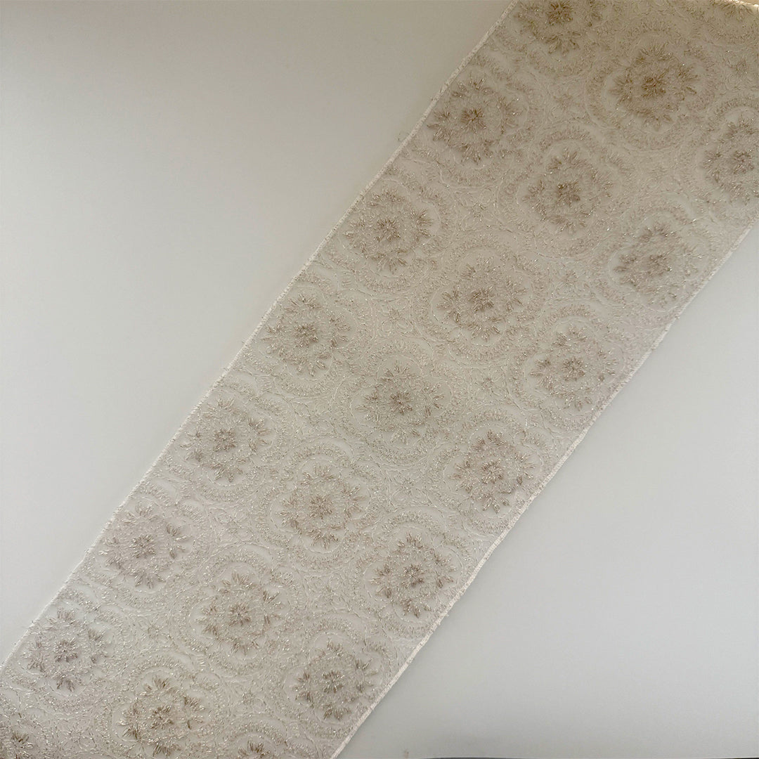 半衿 雪華の刺繍 レース半襟 シャンパン かわいい 金糸 オールシーズン 夏も