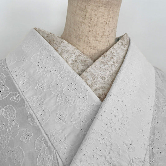 半衿 雪華の刺繍 レース半襟 シャンパン かわいい 金糸 オールシーズン 夏も