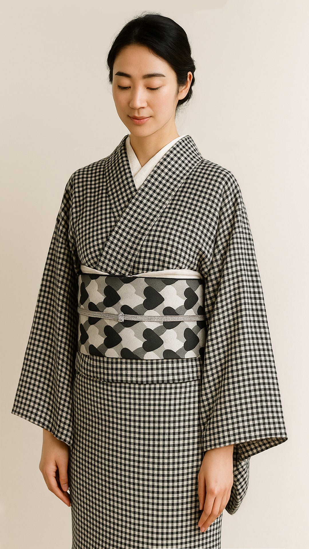 兵児帯 大人のへこ帯 ハート レジメンタル 鱗柄 かわいい 黒 グレー 白 モノ