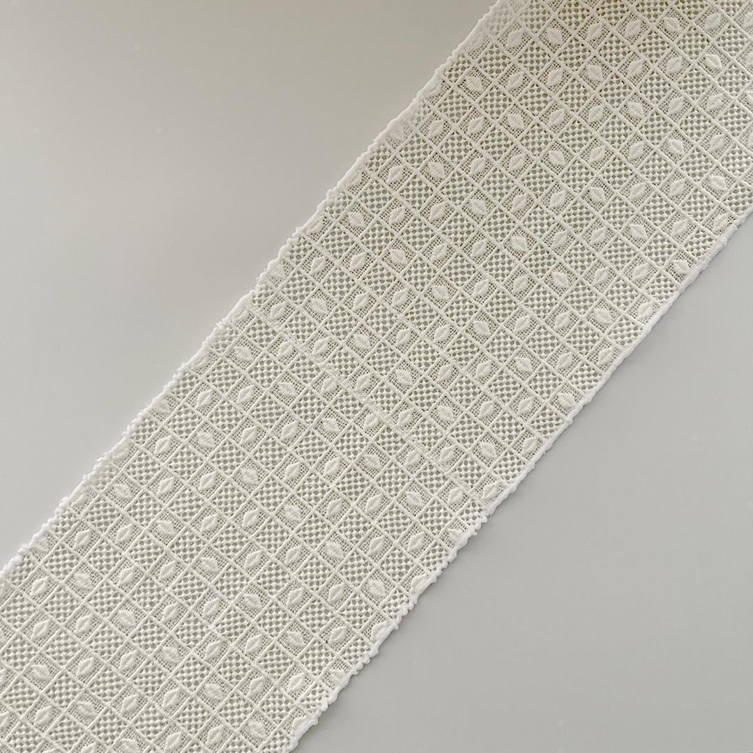 半衿 ダイヤと市松格子 オフ白 コットンレース 半襟 レトロ クラシック