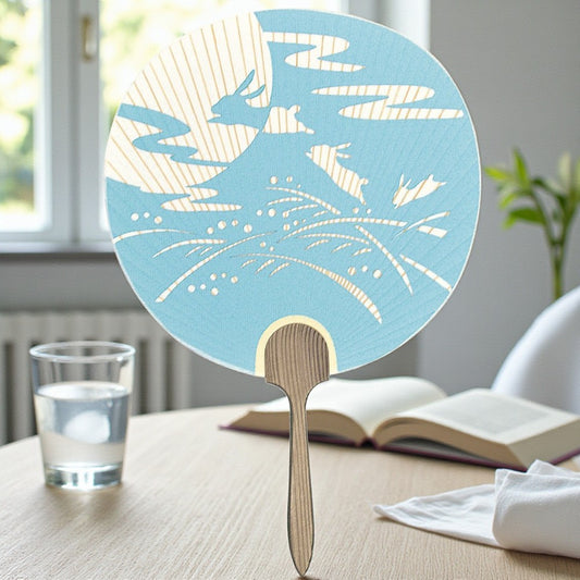 Kyoto Miyako Uchiwa – Japanese Cut-Work Paper Fan “Harvest Moon”