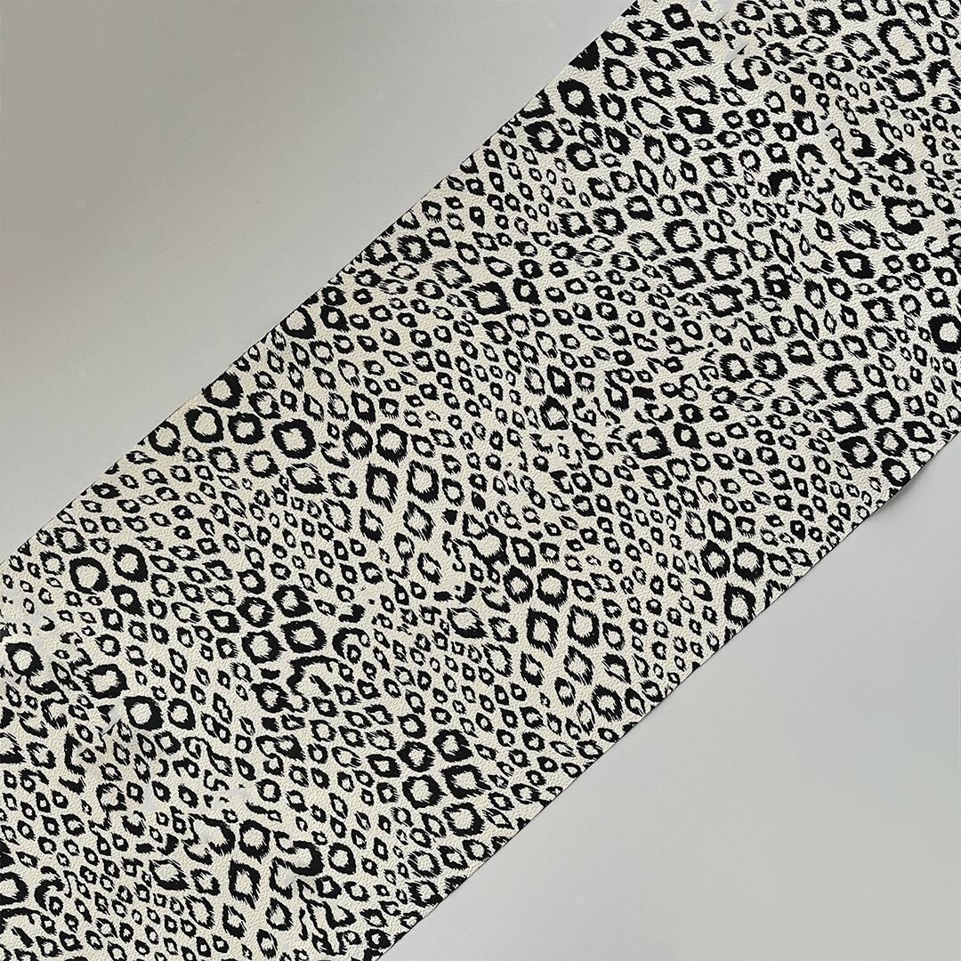 帯揚げ ちりめん ヒョウ柄 豹 縮緬 白 黒 モノトーン 帯揚 バイカラー レオパード