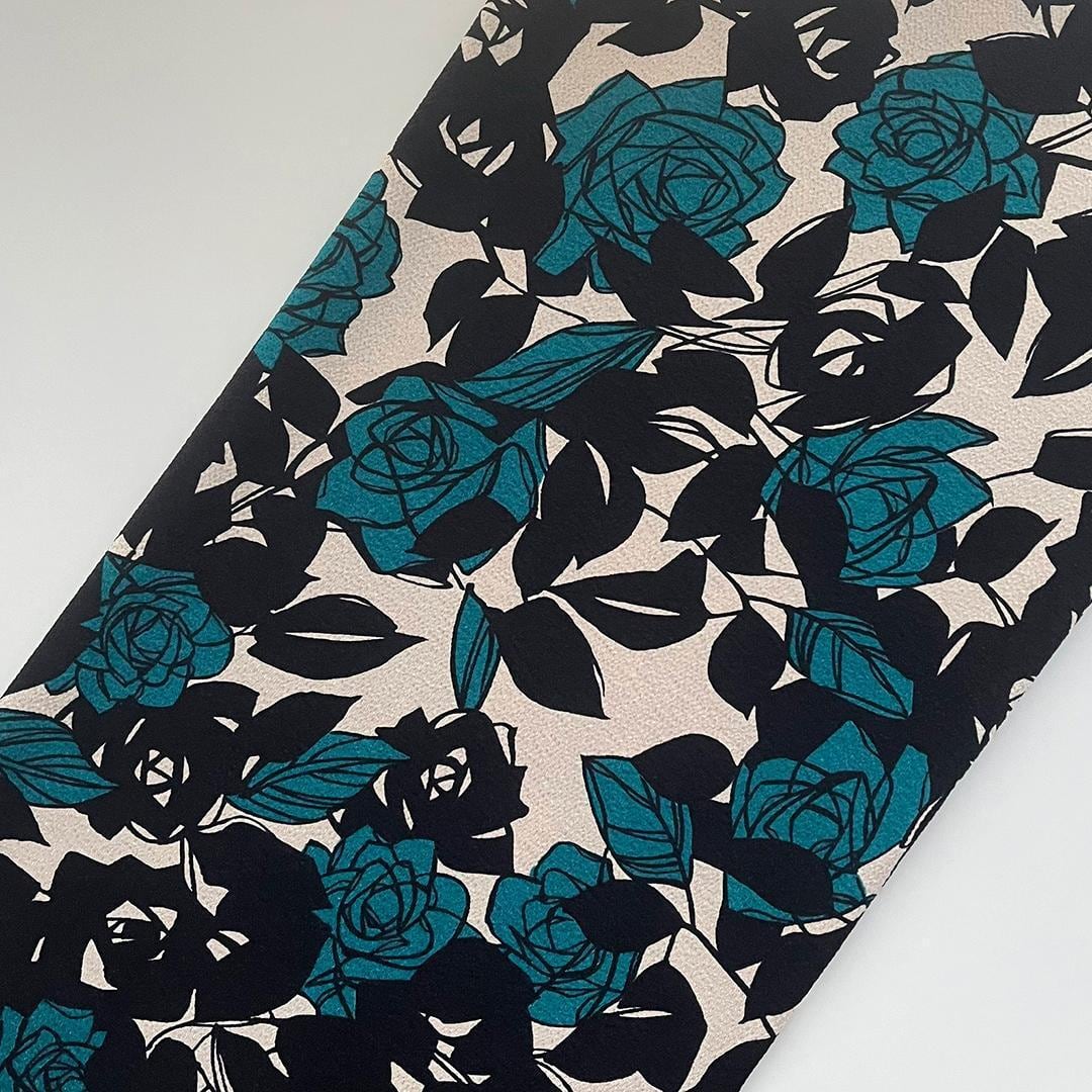 帯揚げ レトロモダン ちりめん 砂色に濃浅葱の夢二薔薇 縮緬 帯揚