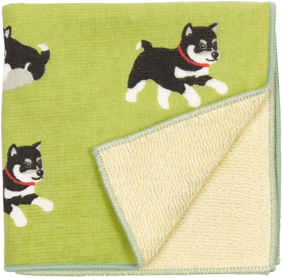 【Hamamonyo】 Wash Towel Handkerchief – Black Shiba Inu (Made in Japan)