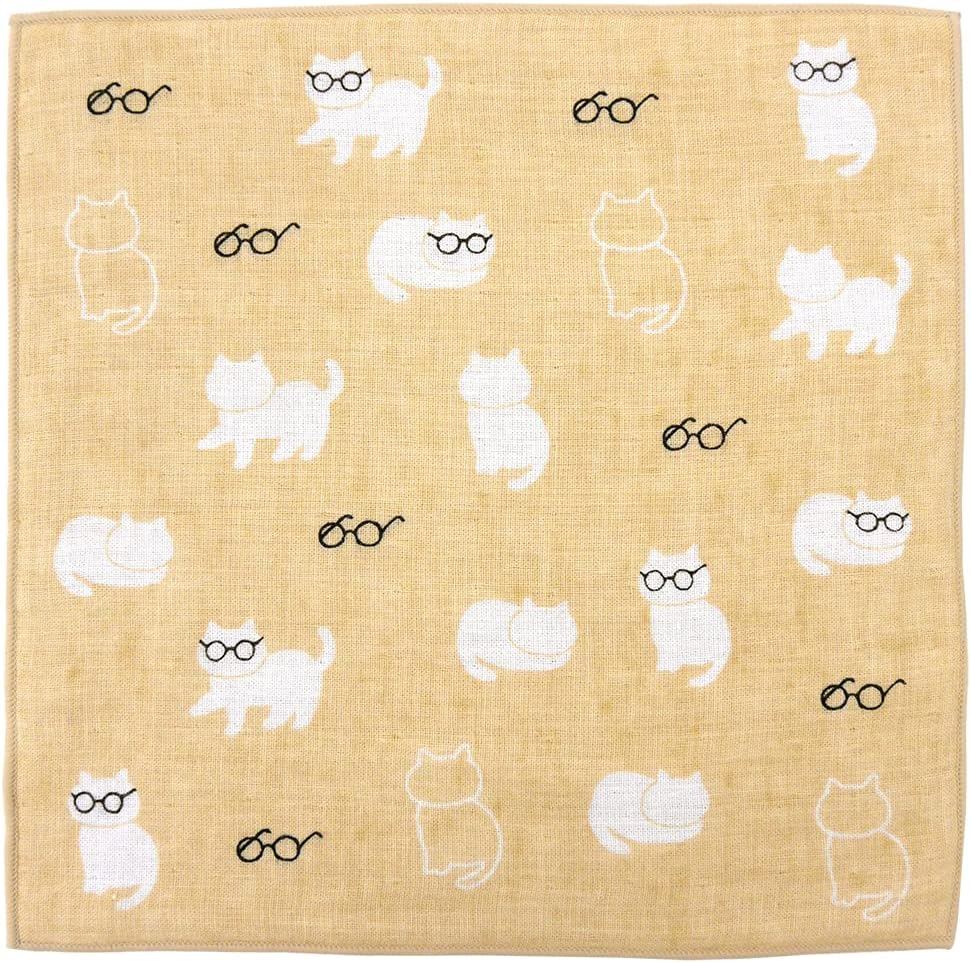 【Hamamonyo】Cat Glasses Wash Towel – Made in Japan (25×25cm)