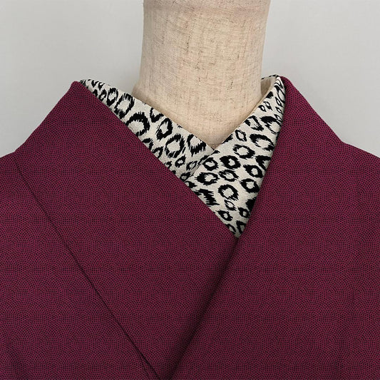半衿 ちりめん ヒョウ柄 豹 縮緬 半襟 白 黒 モノトーン ユニセックス