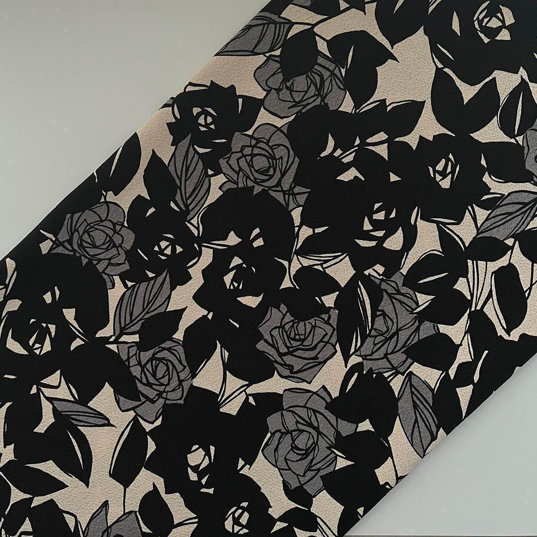 帯揚げ レトロモダン ちりめん 砂色に鈍色の夢二薔薇 縮緬 帯揚