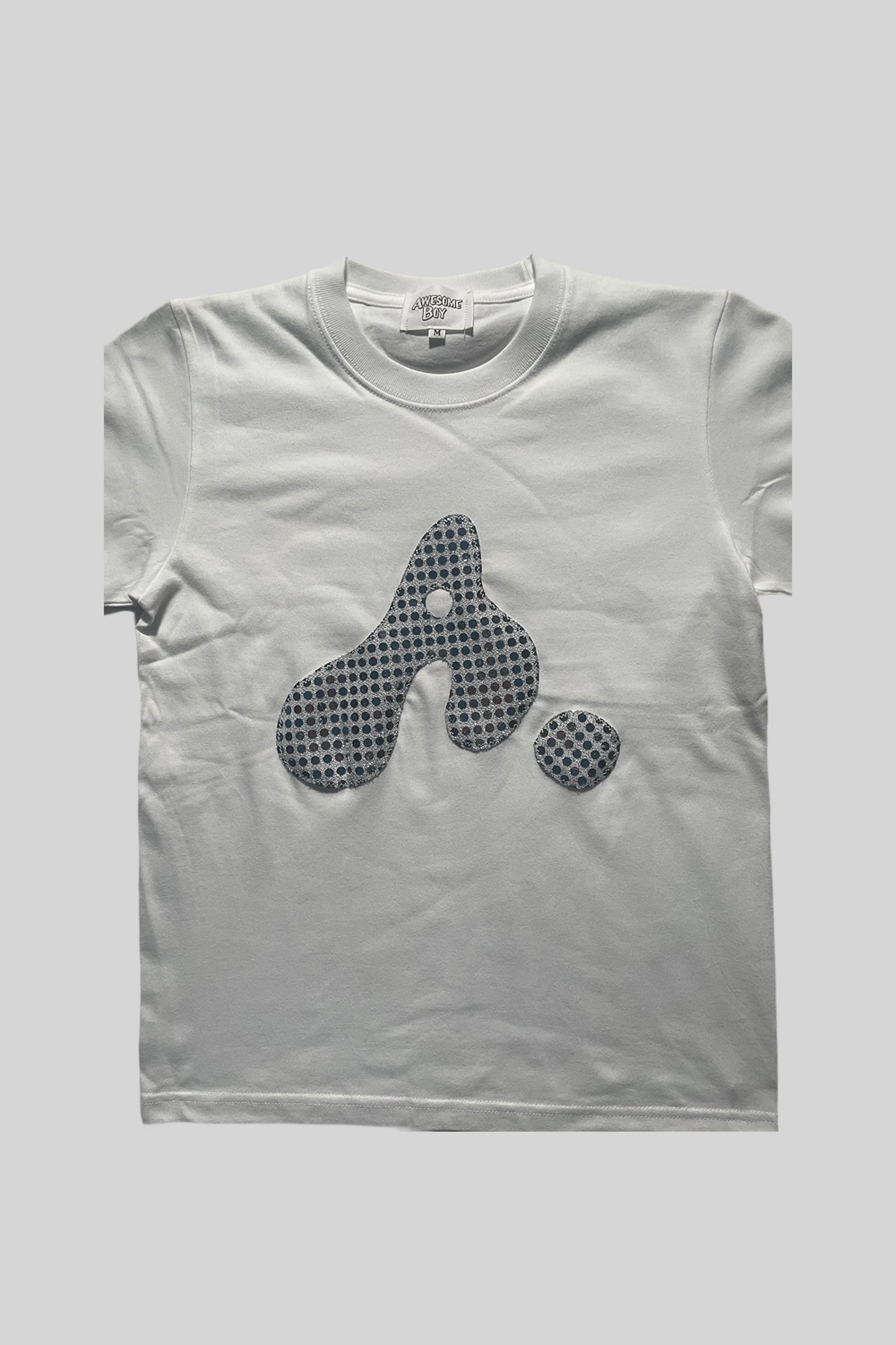 WOMAN's "A" LOGO TEE(SPANGLE SILVER)