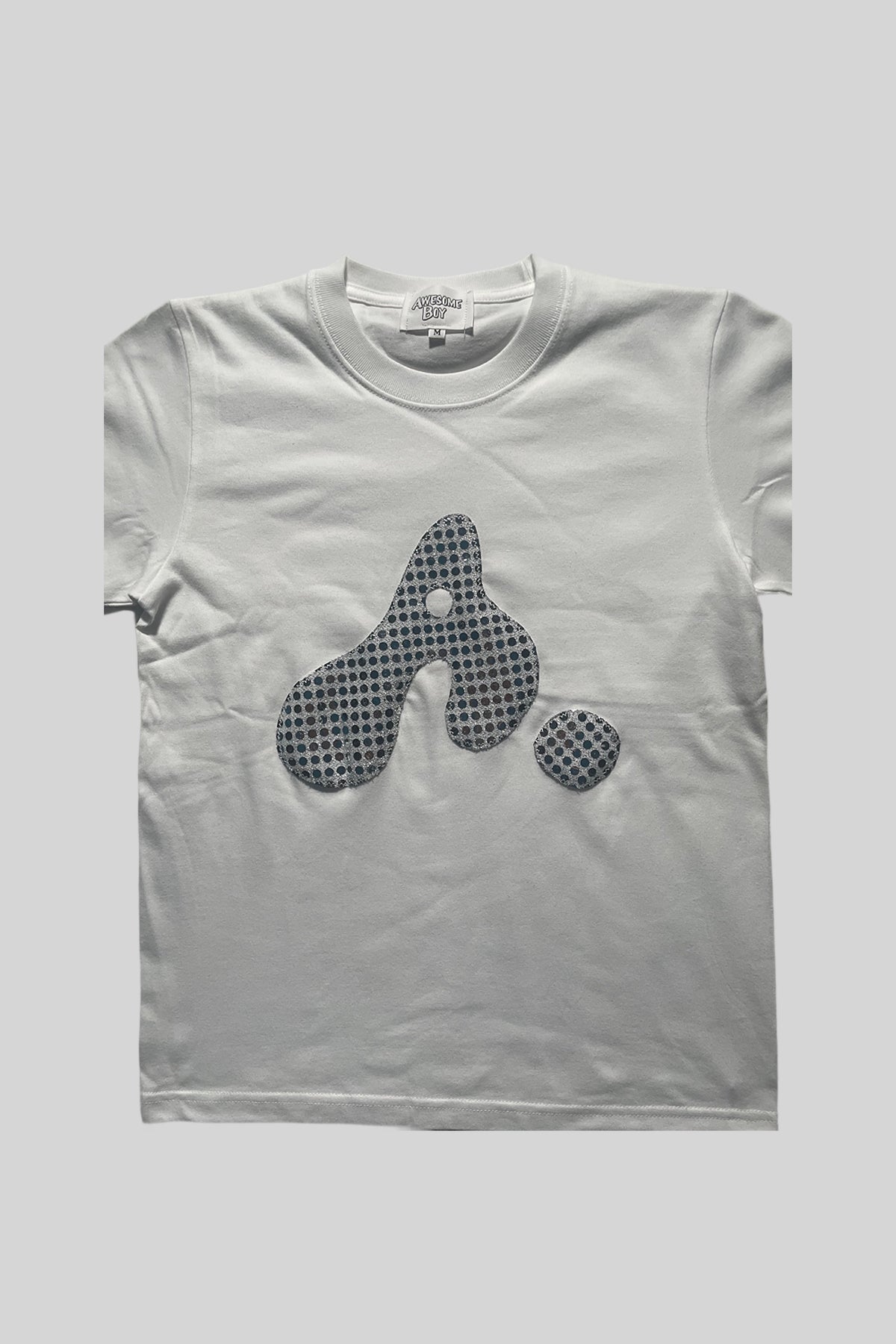 WOMAN's "A" LOGO TEE(SPANGLE SILVER)