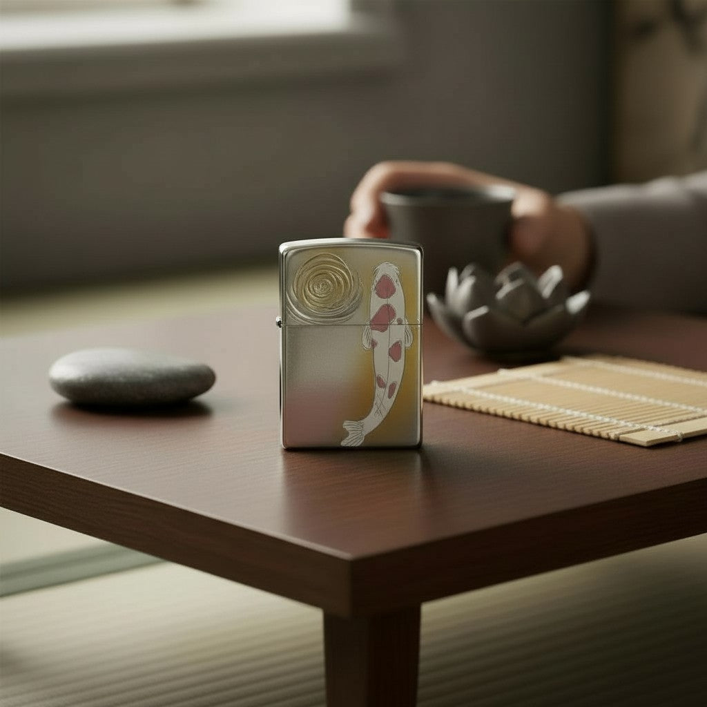 Koi ZIPPO Windproof Lighter – Japanese Electroformed Koi Design 錦鯉和柄 ZIPPO 防風打火機|電鑄浮雕設計款