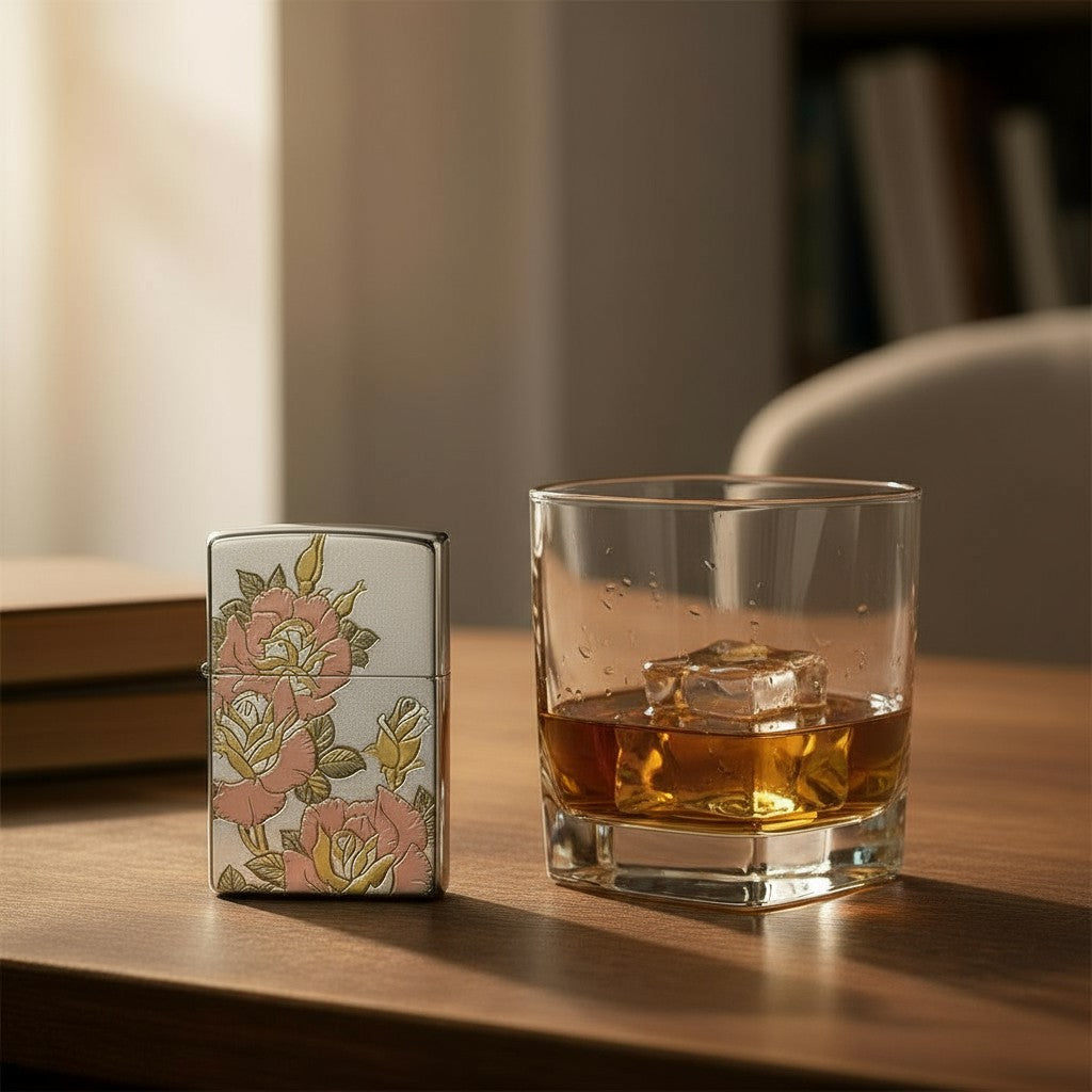Rose ZIPPO Windproof Lighter – Metal Relief Floral Design 玫瑰浮雕 ZIPPO 防風打火機|金屬雕刻花卉款