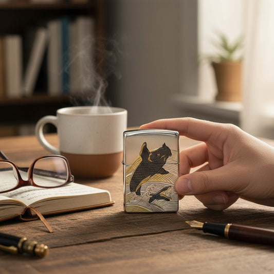 Jumping Koi ZIPPO Windproof Lighter – Japanese Koi Design 跳鯉和柄 ZIPPO 防風打火機|日式錦鯉設計款