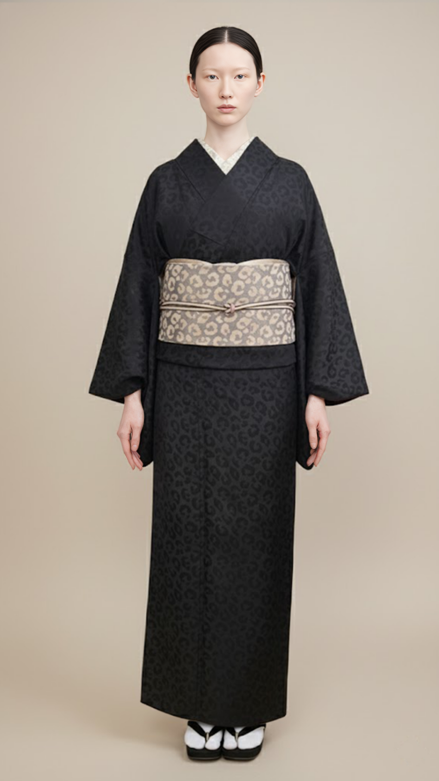 半幅帯 【サヴァンナ・ドューン】 半幅兵児帯 大人の半幅へこ帯 リバーシブル グレージュ ラメ グリッター