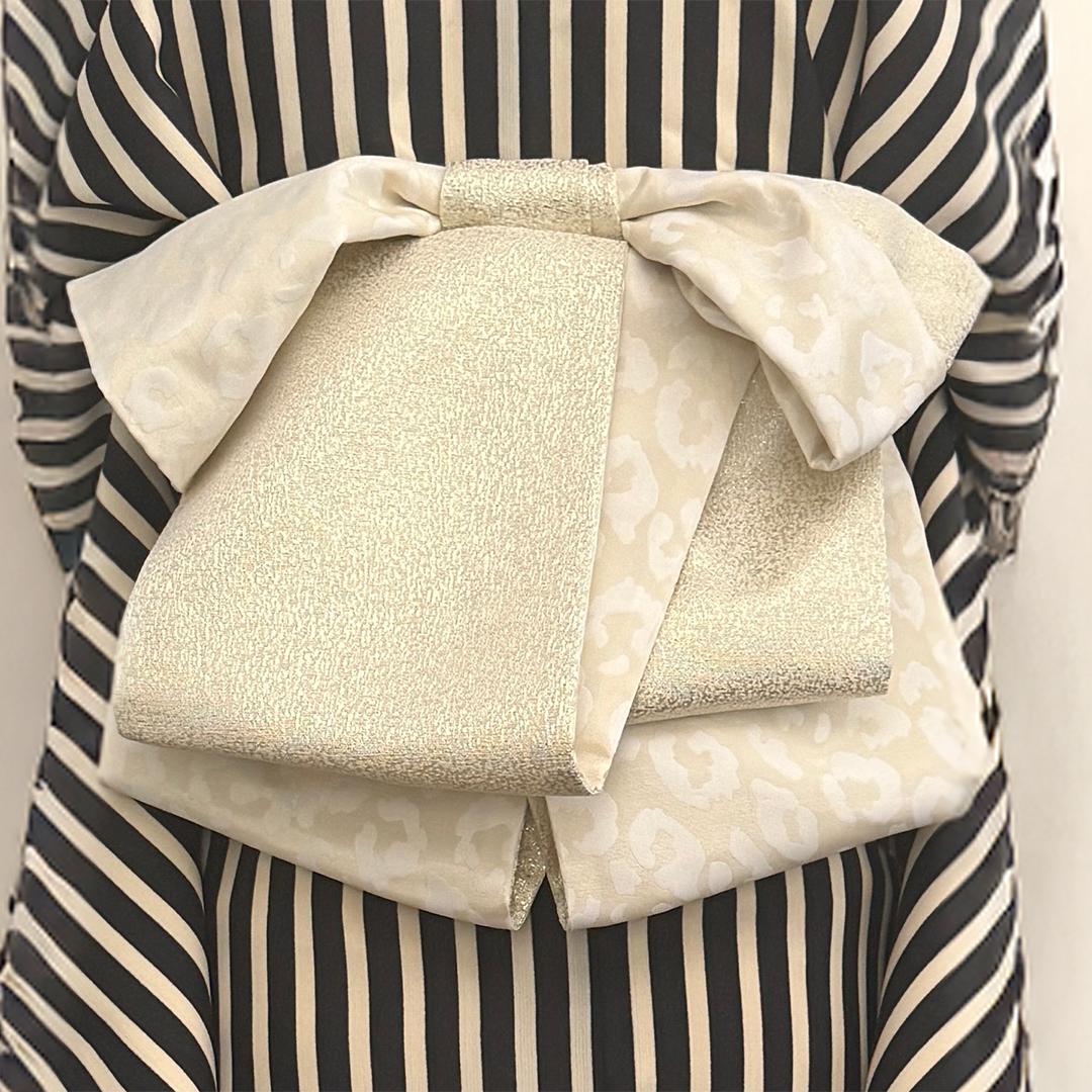 半幅帯 【サヴァンナ・ムーン】 半幅兵児帯 大人の半幅へこ帯 リバーシブル 白 ラメ