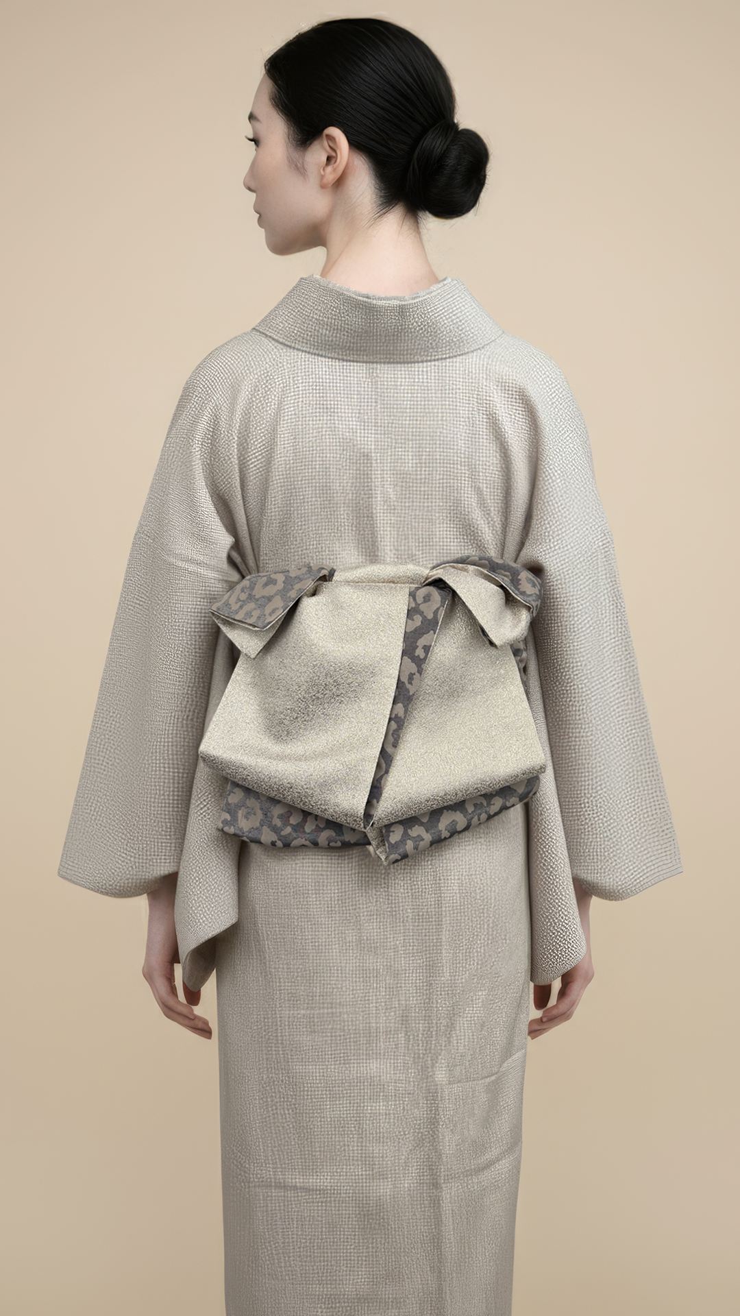 半幅帯 【サヴァンナ・ドューン】 半幅兵児帯 大人の半幅へこ帯 リバーシブル グレージュ ラメ グリッター