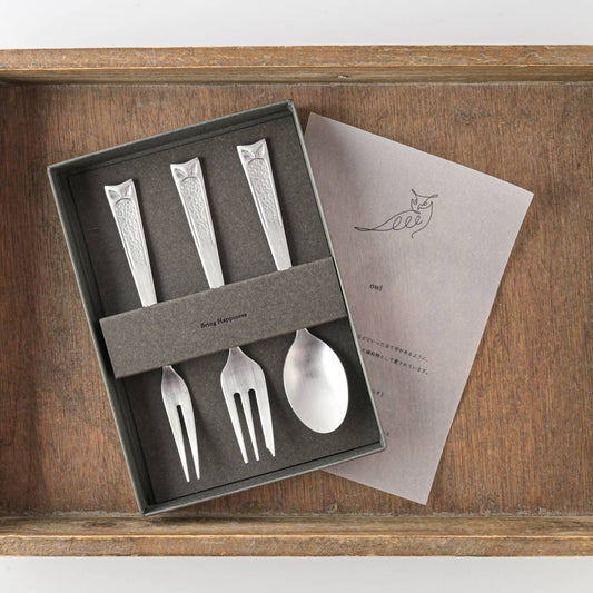 Tsubame Sanjo Silver Cutlery × Mino Ware Ground Plate Set