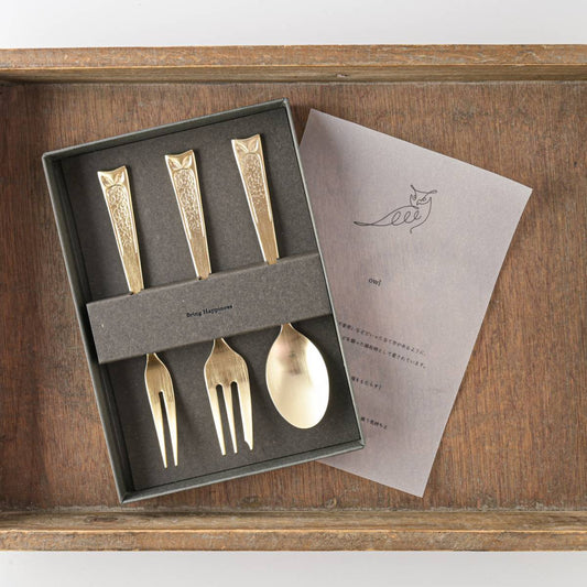 Tsubame Sanjo Gold Cutlery × Mino Ware Recycled Plate Set