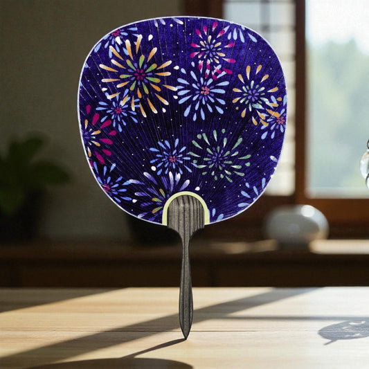 【Miyako Uchiwa – Fireworks Pattern】Traditional Japanese Round Fan｜Decor & Everyday Use