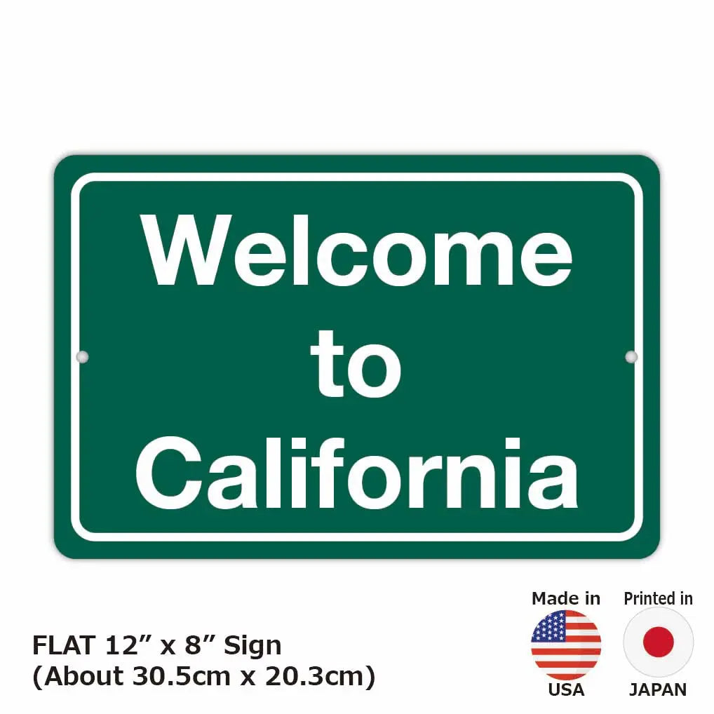 【長方形看板】カリフォルニアへようこそ/アメリカ製オリジナル看板(約20x30cm)