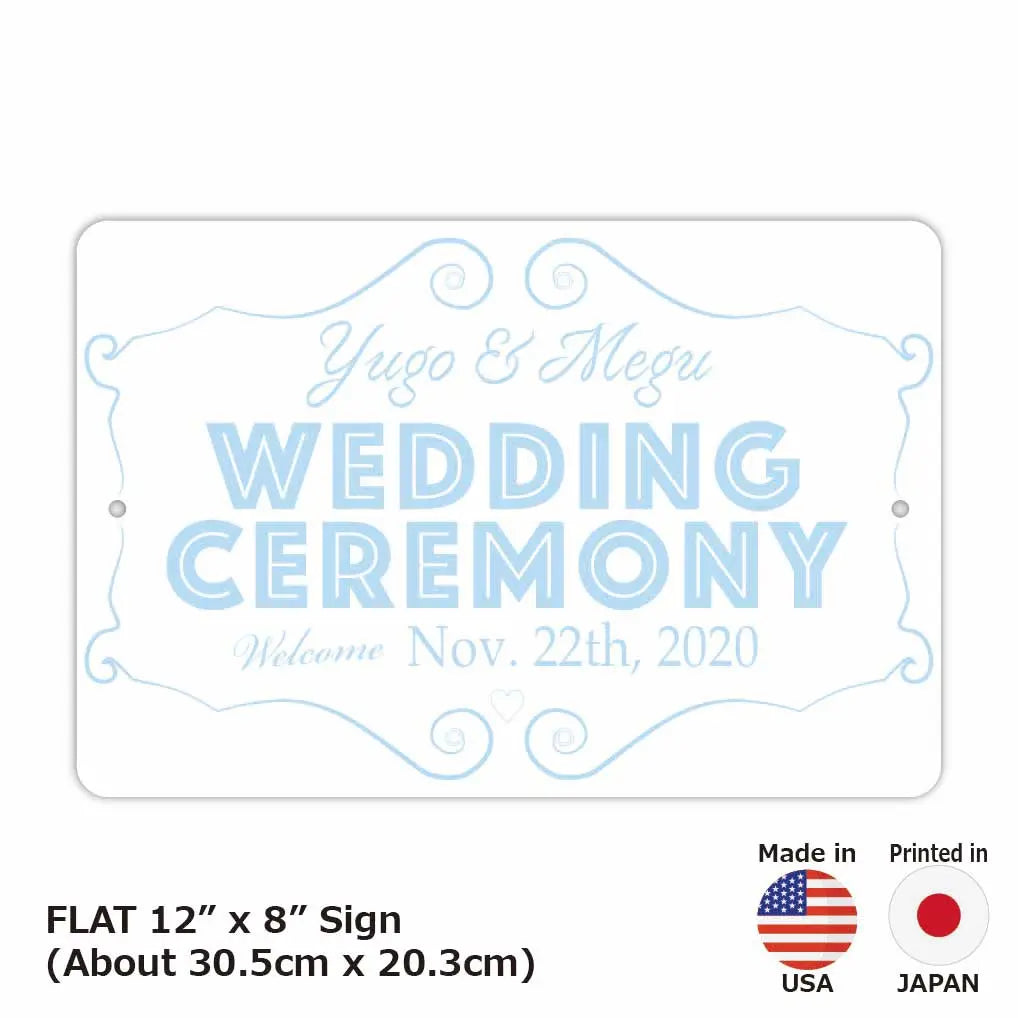 【長方形看板】ウェディングウェルカムボード・ブルー/アメリカ製オリジナル看板(約20x30cm)
