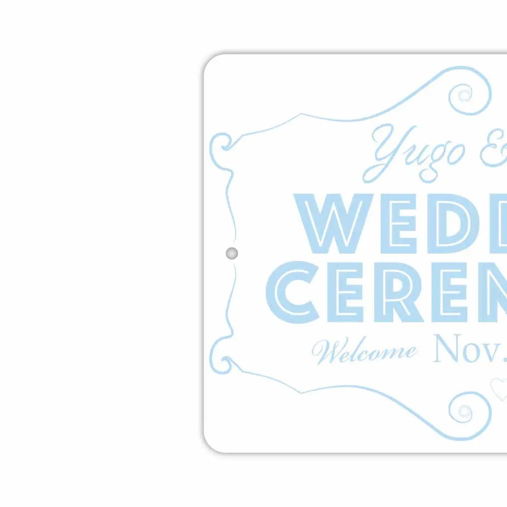 【長方形看板】ウェディングウェルカムボード・ブルー/アメリカ製オリジナル看板(約20x30cm)