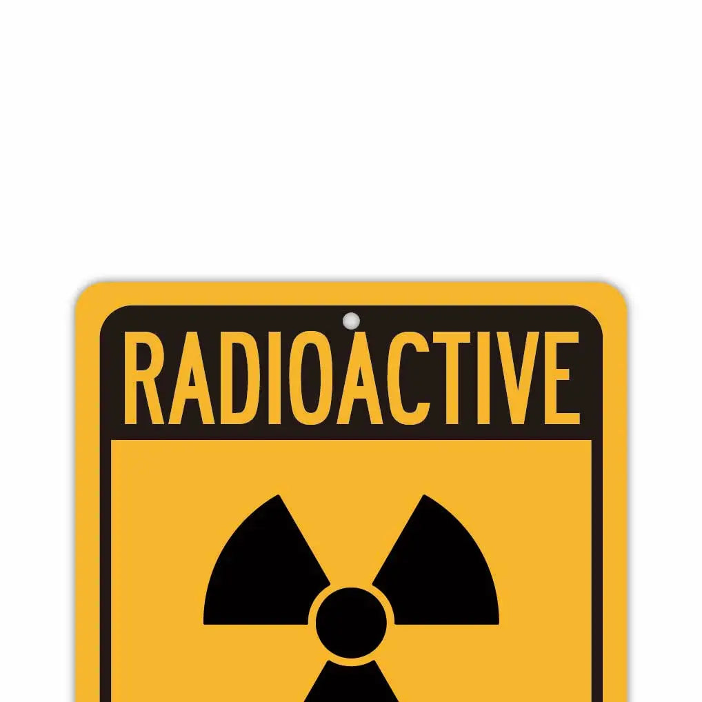 【長方形看板】放射線注意 / 防護服必須/アメリカ製オリジナル看板(約20x30cm)