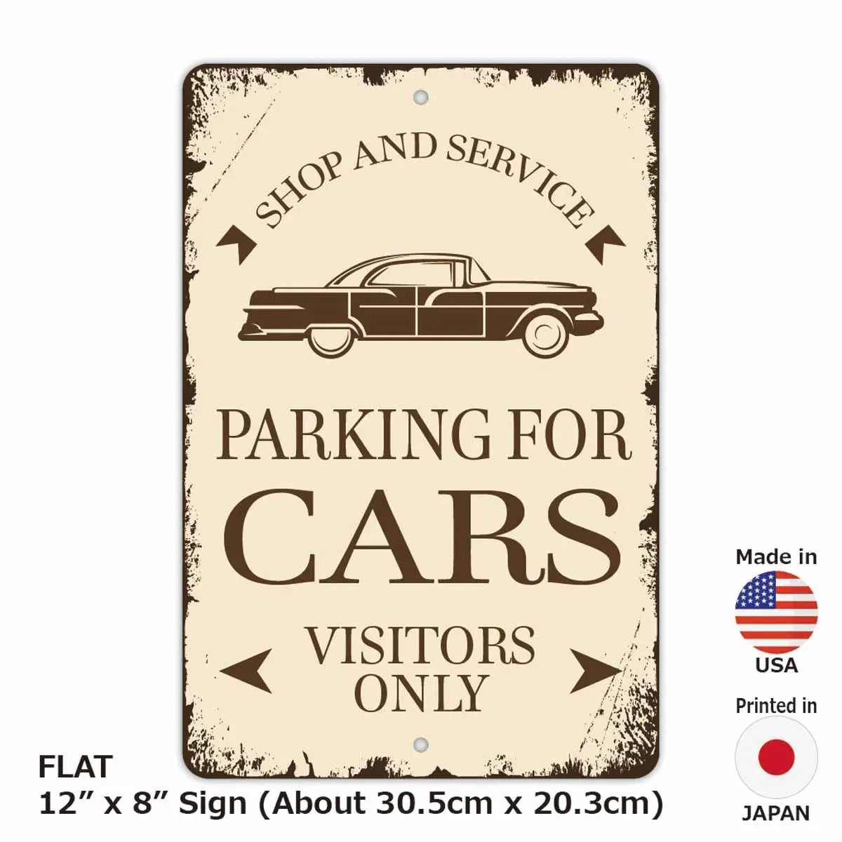 【長方形看板】クラシックパーキングサイン・車/アメリカ製オリジナル看板(約20x30cm)