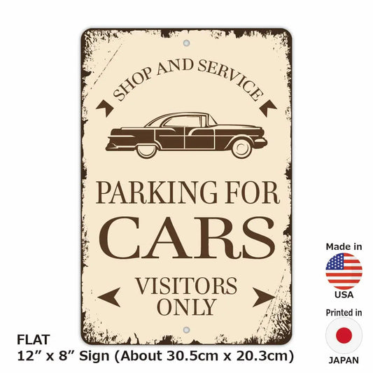 【長方形看板】クラシックパーキングサイン・車/アメリカ製オリジナル看板(約20x30cm)