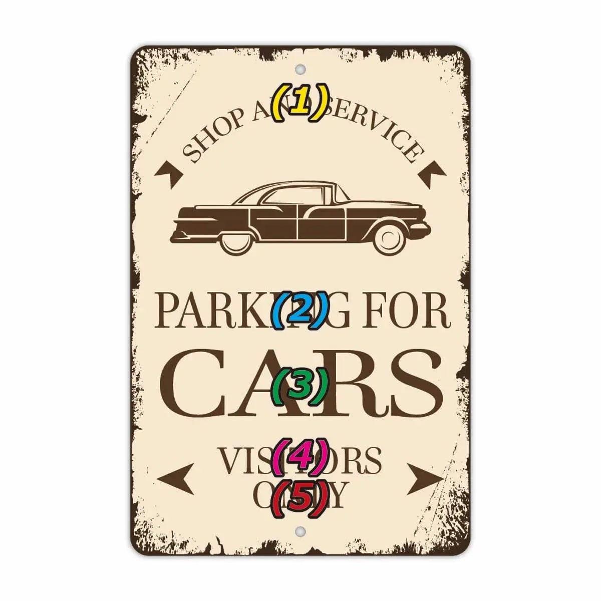 【長方形看板】クラシックパーキングサイン・車/アメリカ製オリジナル看板(約20x30cm)