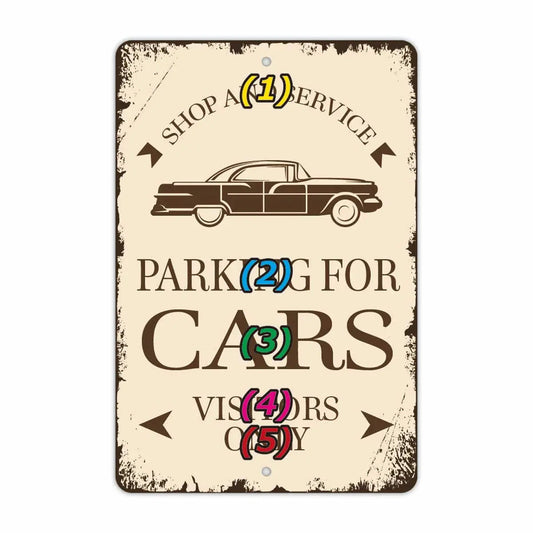 【長方形看板】クラシックパーキングサイン・車/アメリカ製オリジナル看板(約20x30cm)