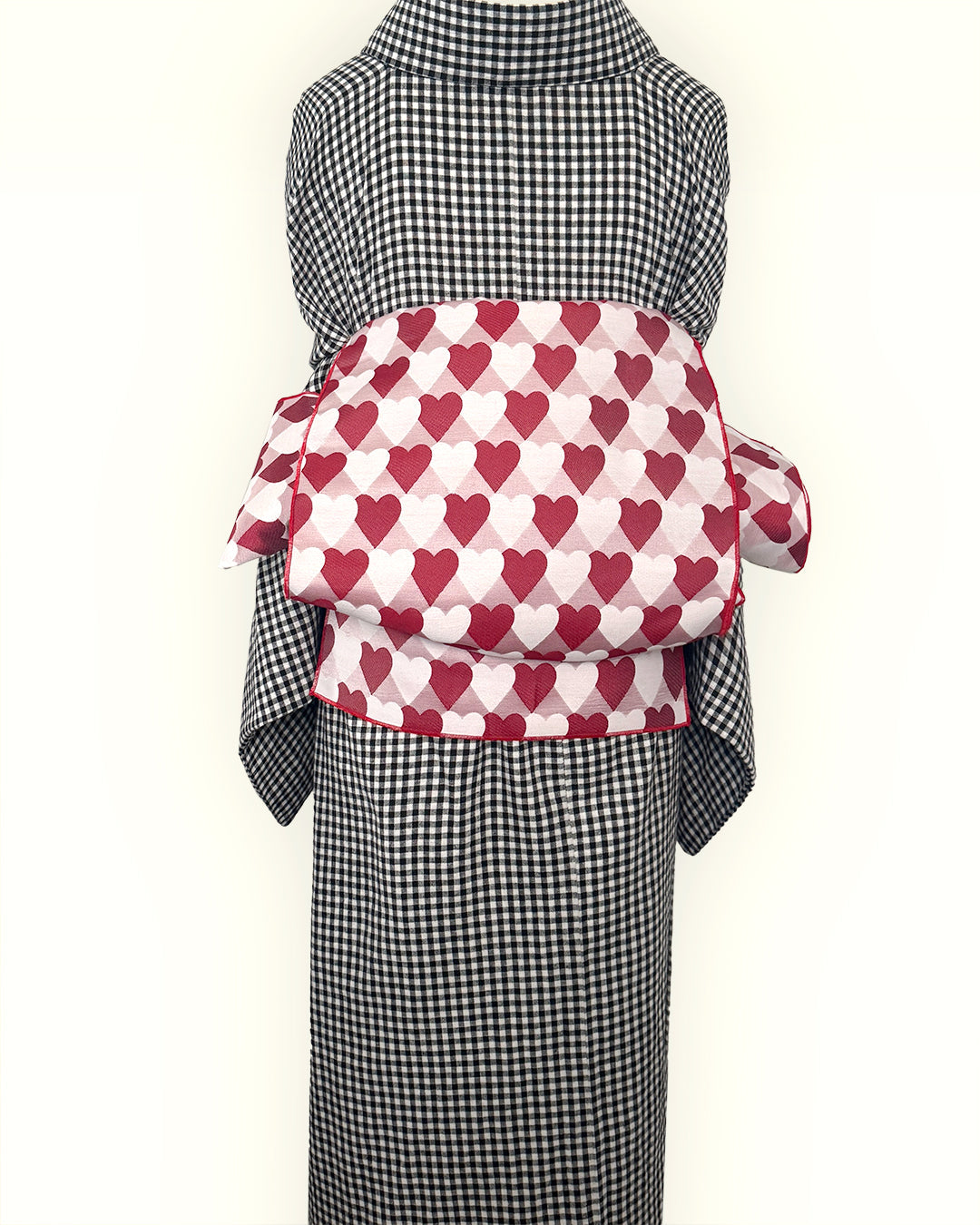 兵児帯 大人のへこ帯 ハート レジメンタル 鱗柄 かわいい 赤 ピンク