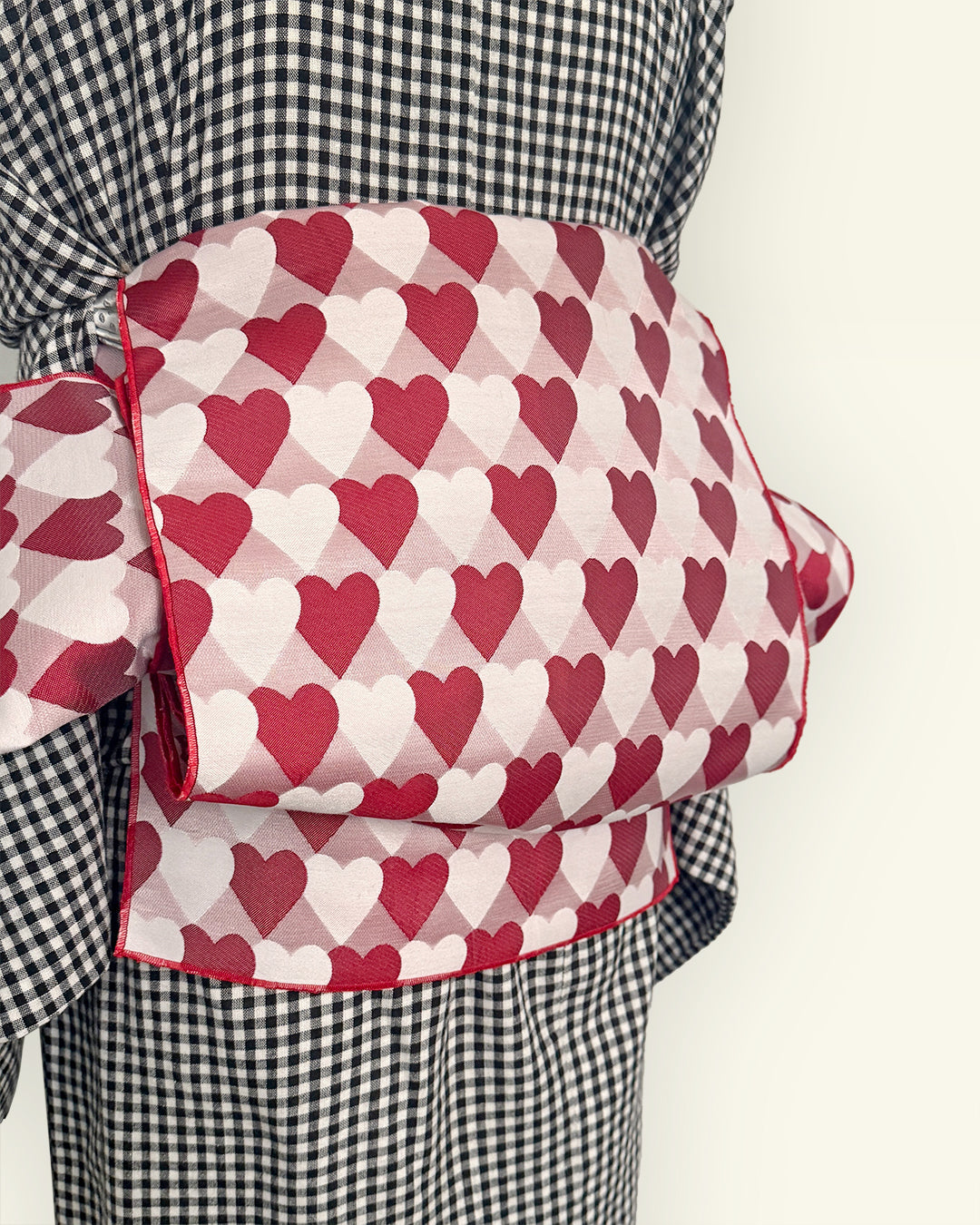 兵児帯 大人のへこ帯 ハート レジメンタル 鱗柄 かわいい 赤 ピンク