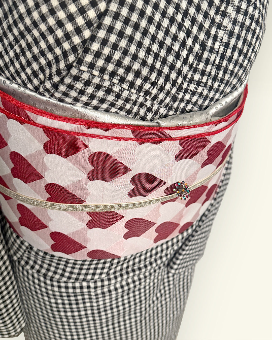 兵児帯 大人のへこ帯 ハート レジメンタル 鱗柄 かわいい 赤 ピンク