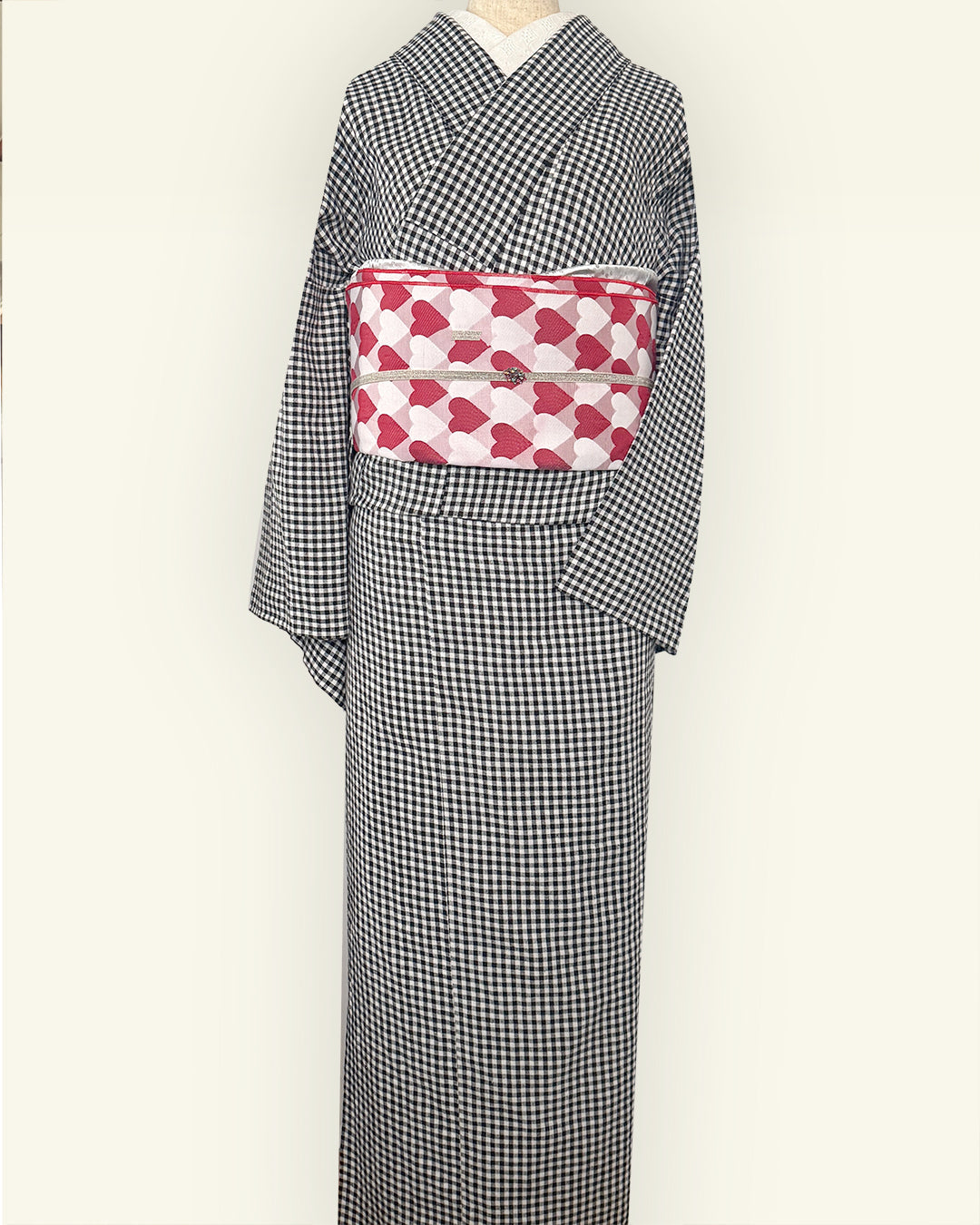 兵児帯 大人のへこ帯 ハート レジメンタル 鱗柄 かわいい 赤 ピンク