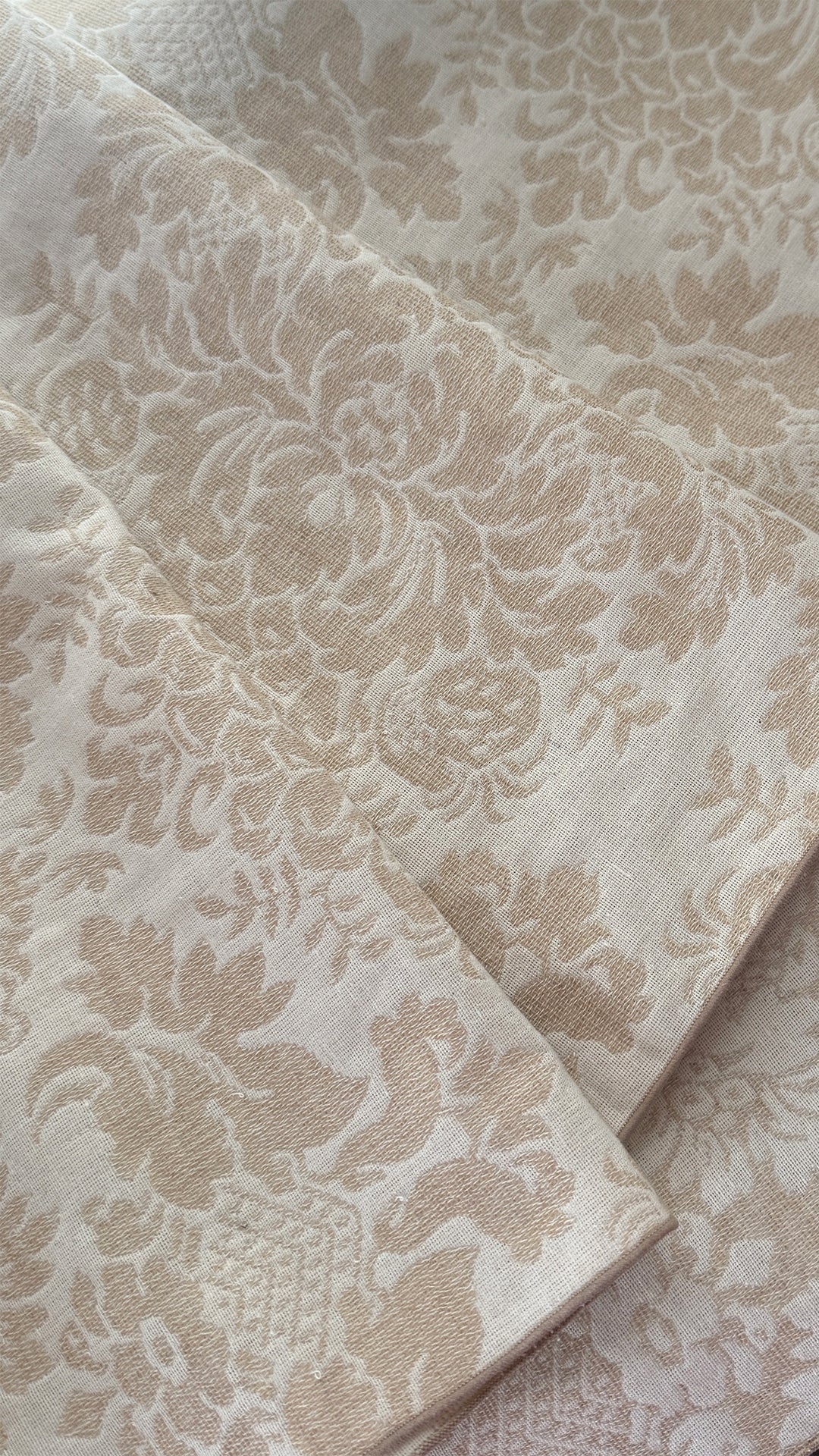 【訳あり】兵児帯 大人のへこ帯 ダマスク ベージュ リバーシブル 名古屋帯