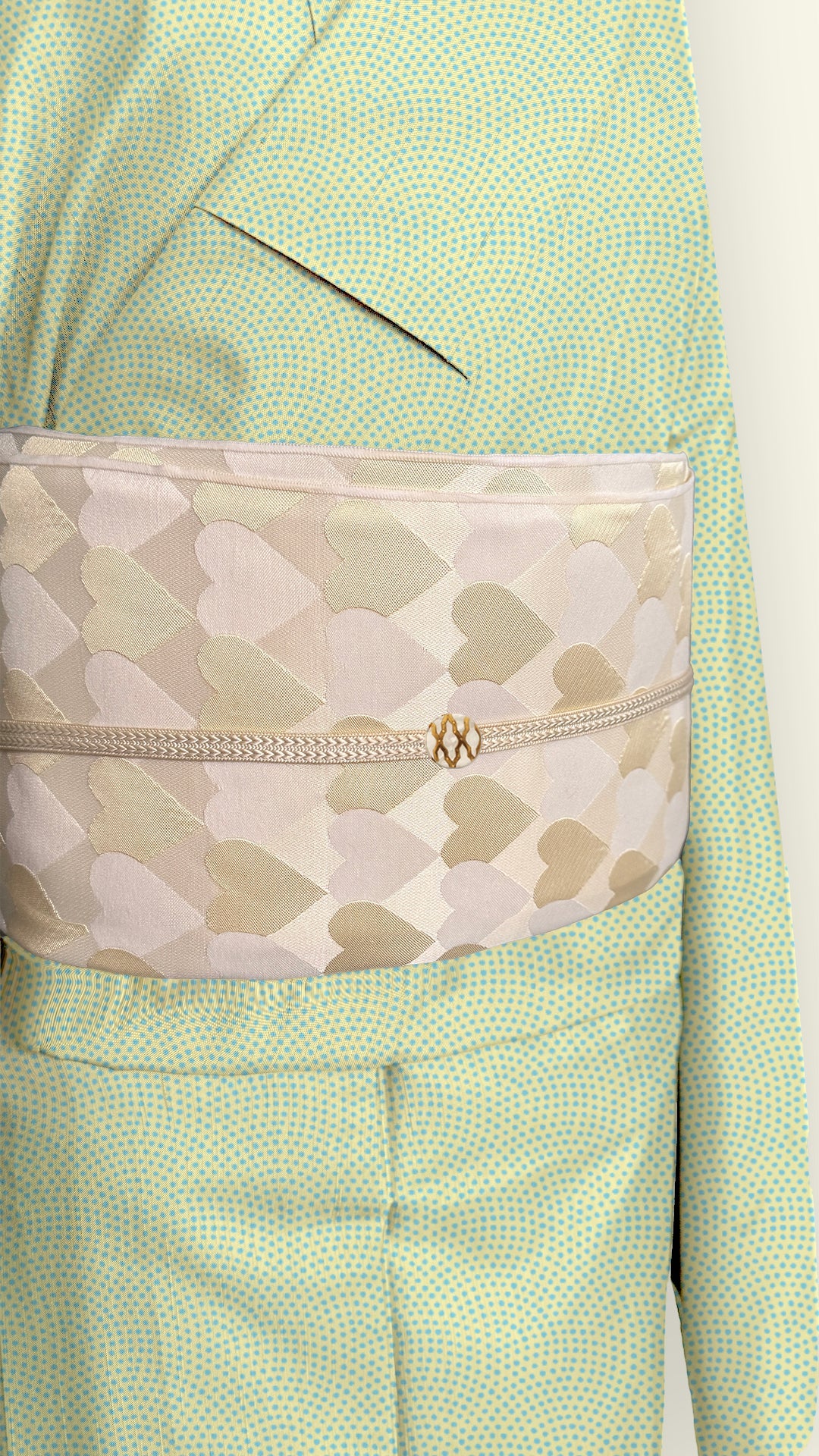 【訳あり】兵児帯 大人のへこ帯 ハート レジメンタル 鱗柄 かわいい ミルク 白