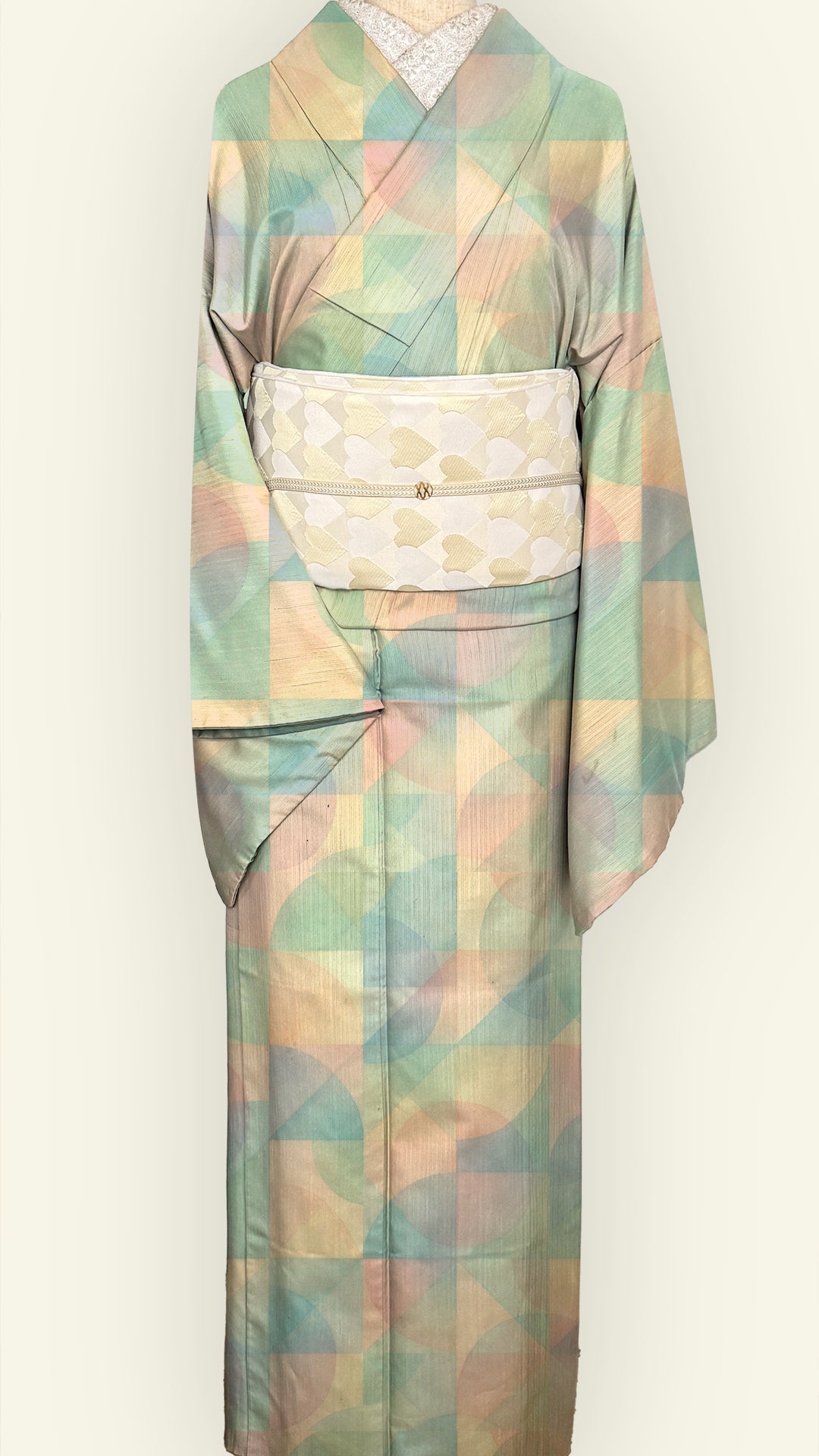 【訳あり】兵児帯 大人のへこ帯 ハート レジメンタル 鱗柄 かわいい ミルク 白