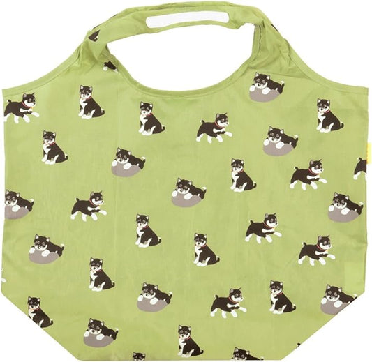 【Hamamonyo】Eco Tote Small – Black Shiba (Green)