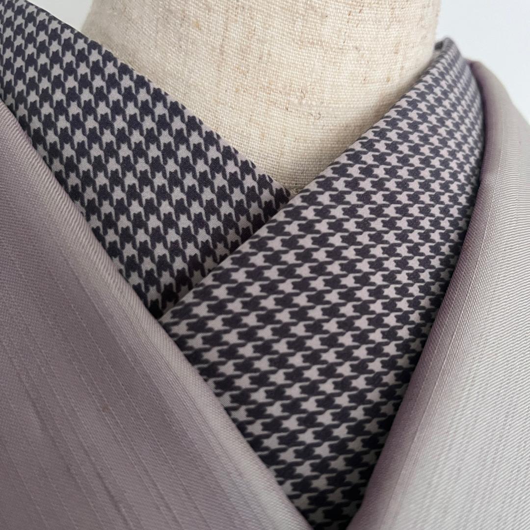 半衿 モーブの千鳥格子 半襟 薄紫 ユニセックス 洗える カジュアル