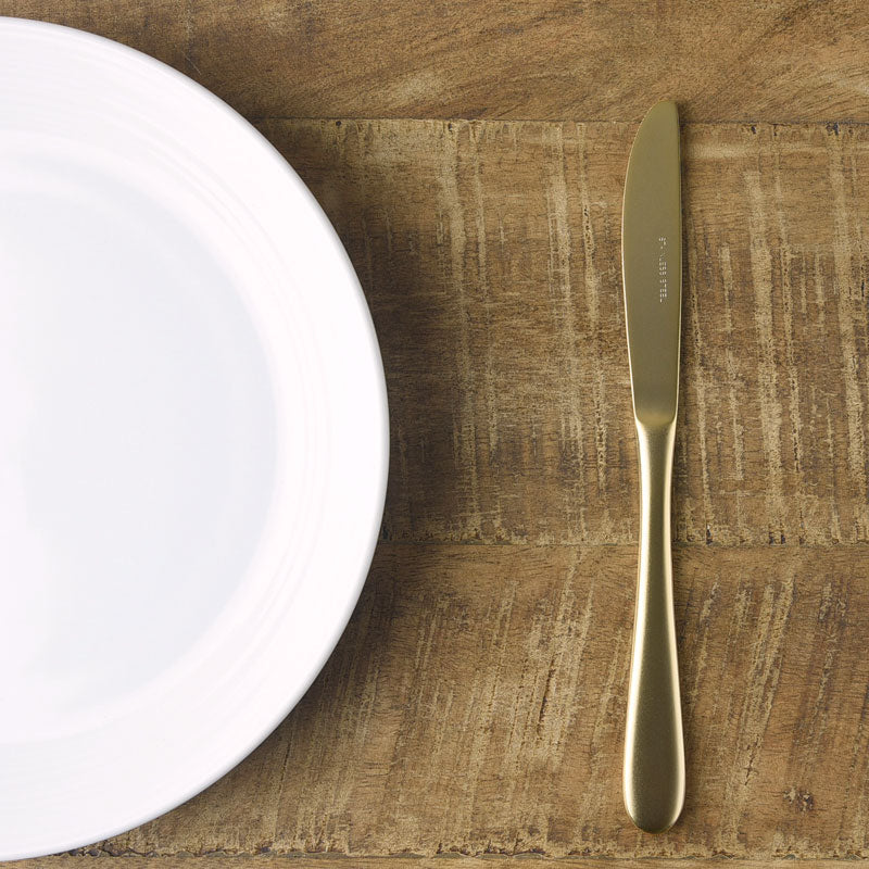 Matte Gold Dessert Knife – Japanese Stainless Steel Cutlery｜Made in Tsubame-Sanjo, Japan