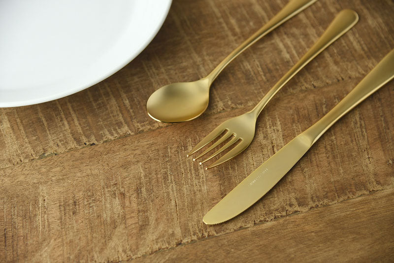 Matte Gold Dessert Knife – Japanese Stainless Steel Cutlery｜Made in Tsubame-Sanjo, Japan