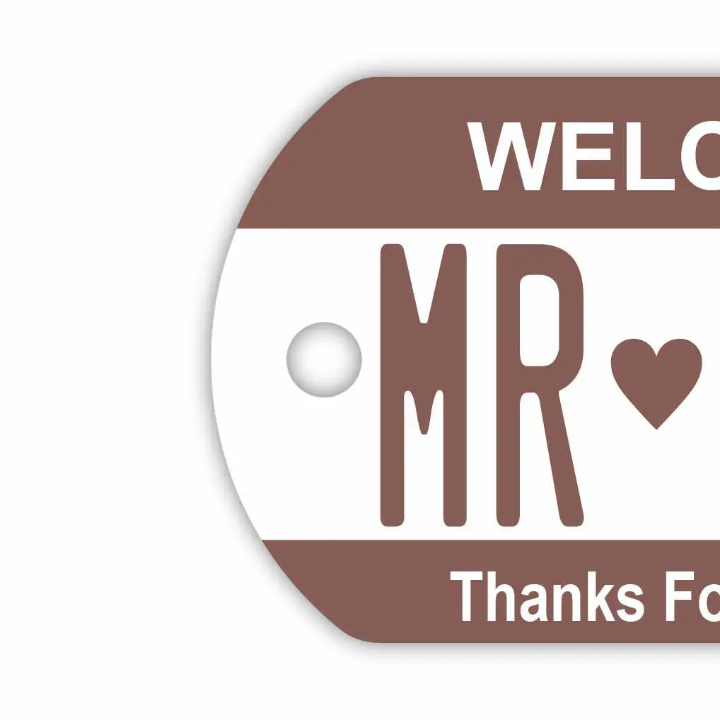 【犬用迷子札・ドッグタグ】カラー・ブラウン/オリジナルアメリカナンバープレート型 名入れキーホルダー