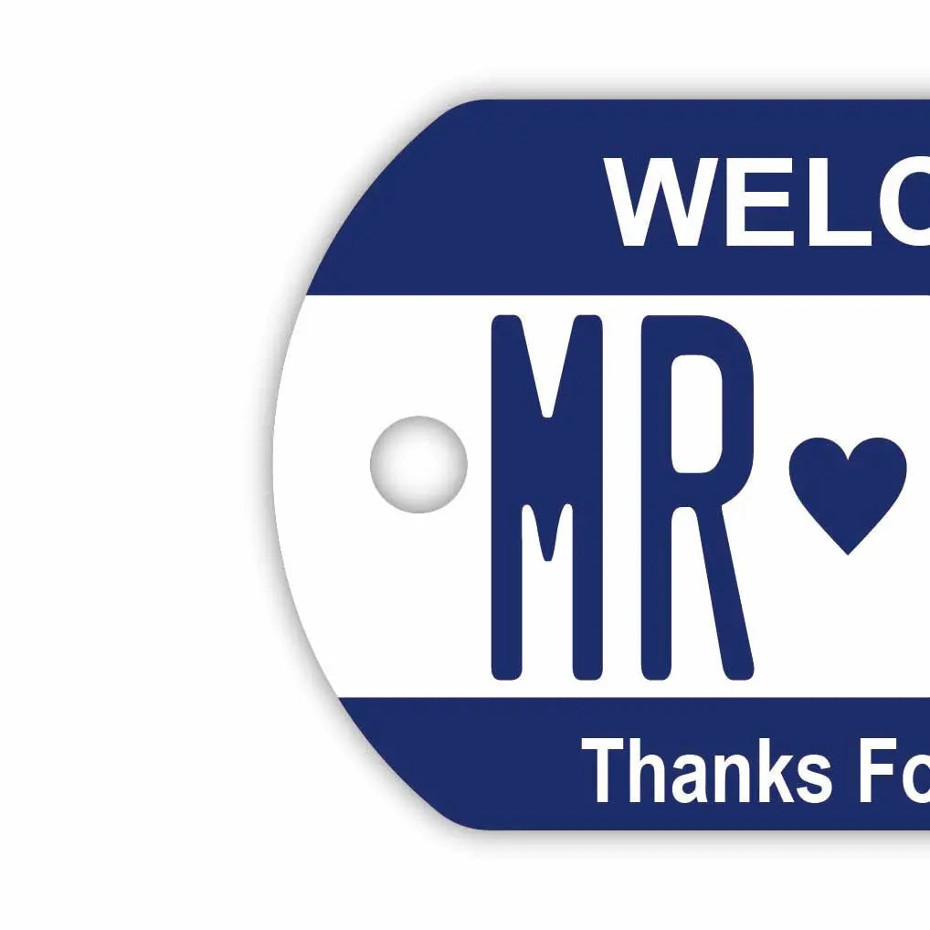 【犬用迷子札・ドッグタグ】カラー・ネイビー/オリジナルアメリカナンバープレート型 名入れキーホルダー