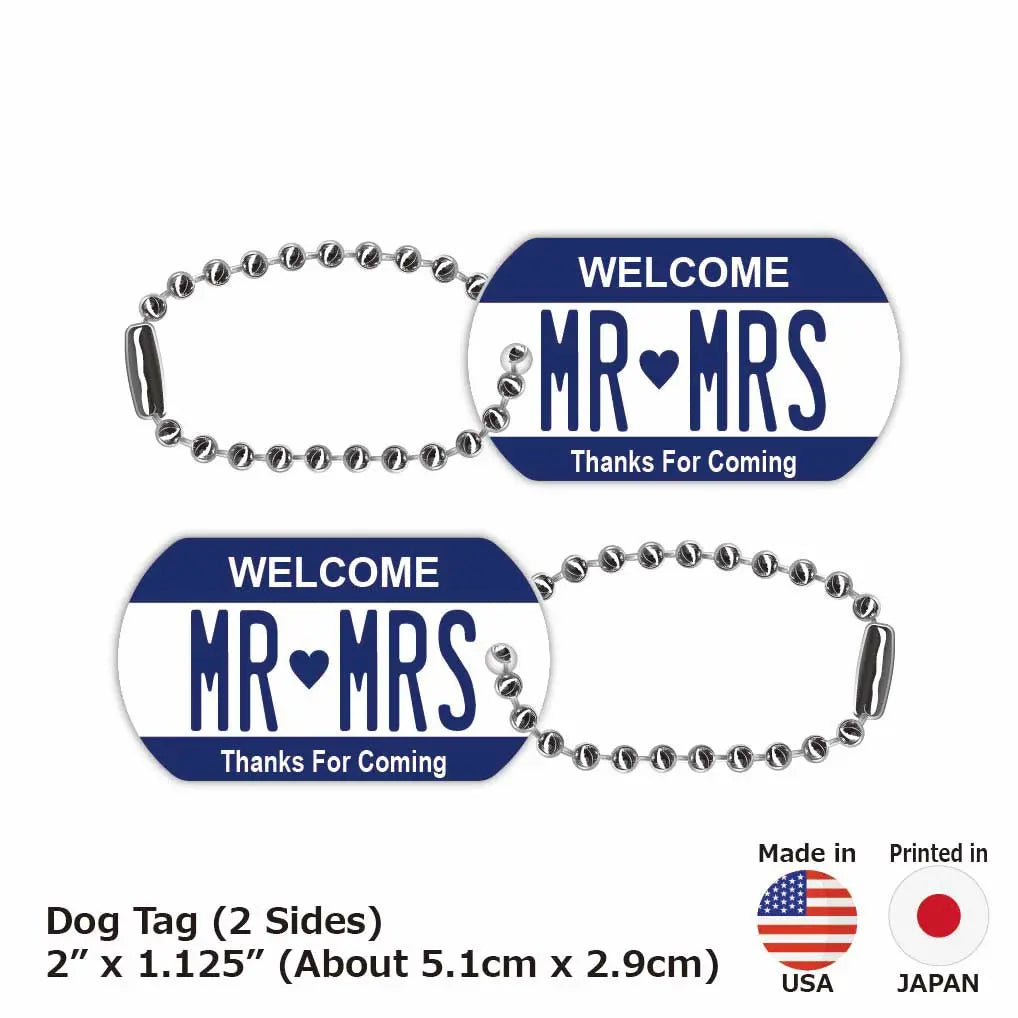 【犬用迷子札・ドッグタグ】カラー・ネイビー/オリジナルアメリカナンバープレート型 名入れキーホルダー