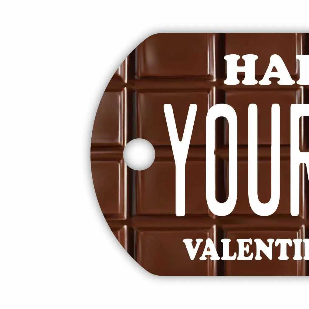 【犬用迷子札・ドッグタグ】チョコレートバー（バレンタイン）/オリジナルアメリカナンバープレート型 名入れキーホルダー